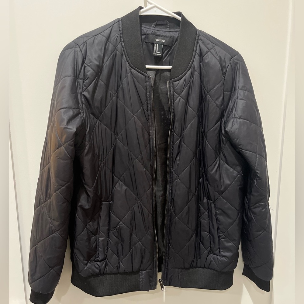 Black M bomber puffer jacket